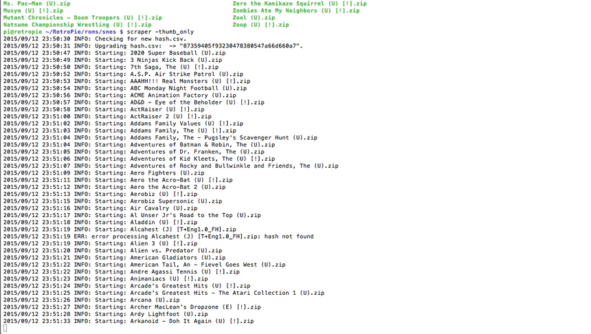 Proceso de scraping para juegos de Super Nintendo RetroPie Carátulas Comandos 03