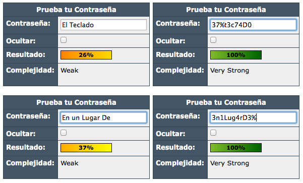 Comparativa Contraseñas