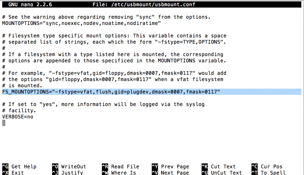 sudo nano etc usbmount