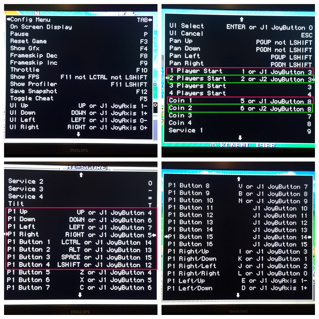 Menú de configuración MAME - Controles Jugador 1 Menú de configuración MAME - Controles Jugador 1