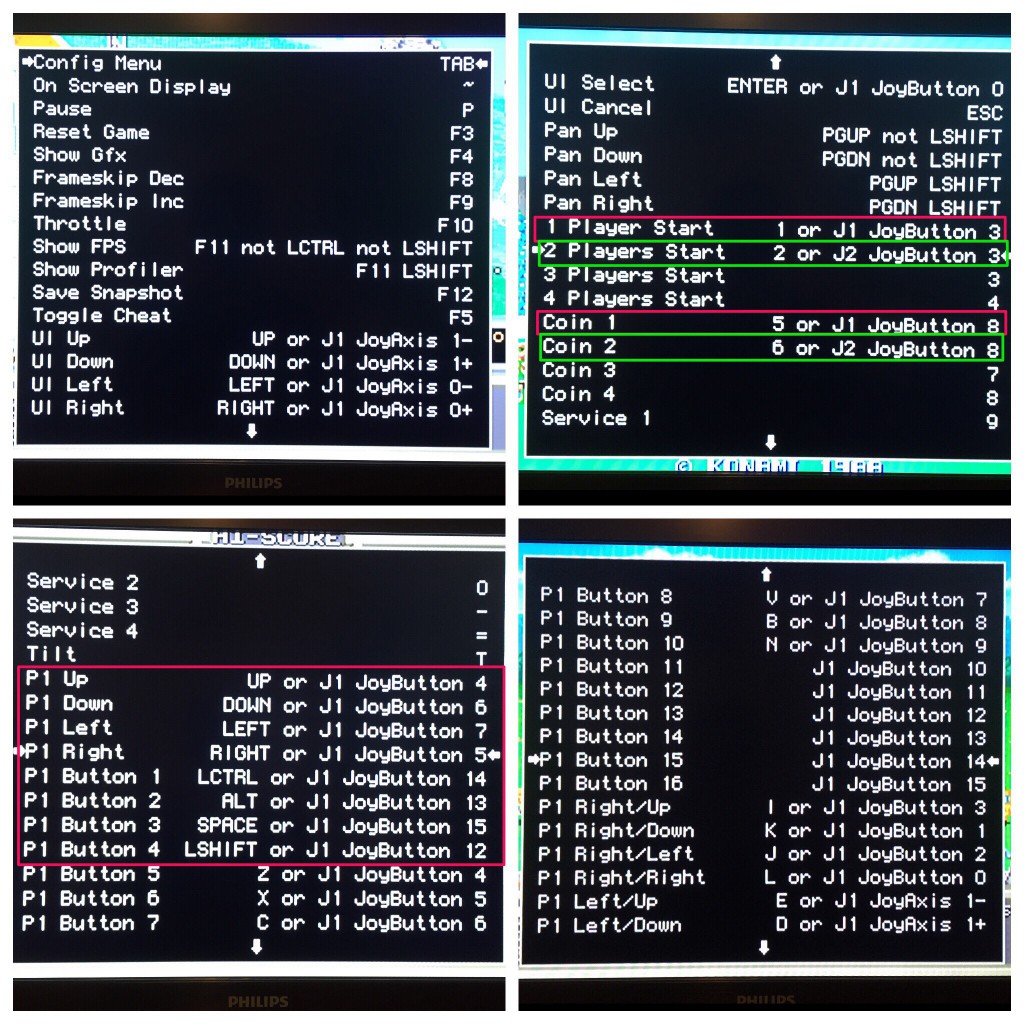 Menú de configuración MAME - Controles Jugador 1