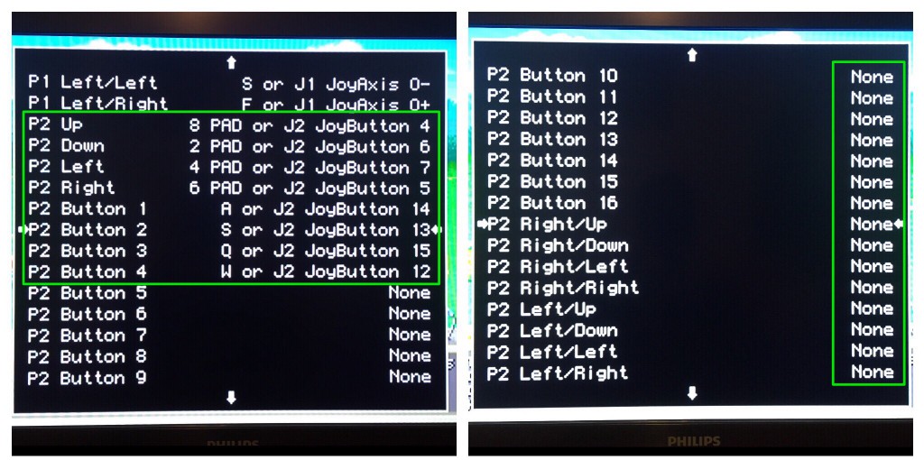 Menú de configuración MAME - Controles Jugador 2 Menú de configuración MAME - Controles Jugador 2